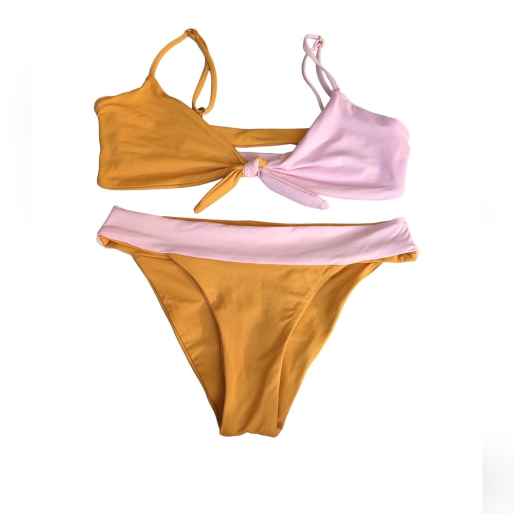 Bikini size S color Pink/yellow mustard - Picture 1 of 5